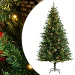 vidaXL Brad de Crăciun cu LED-uri & conuri de pin verde 195 cm PVC&PE,3094557 fotografia produsului