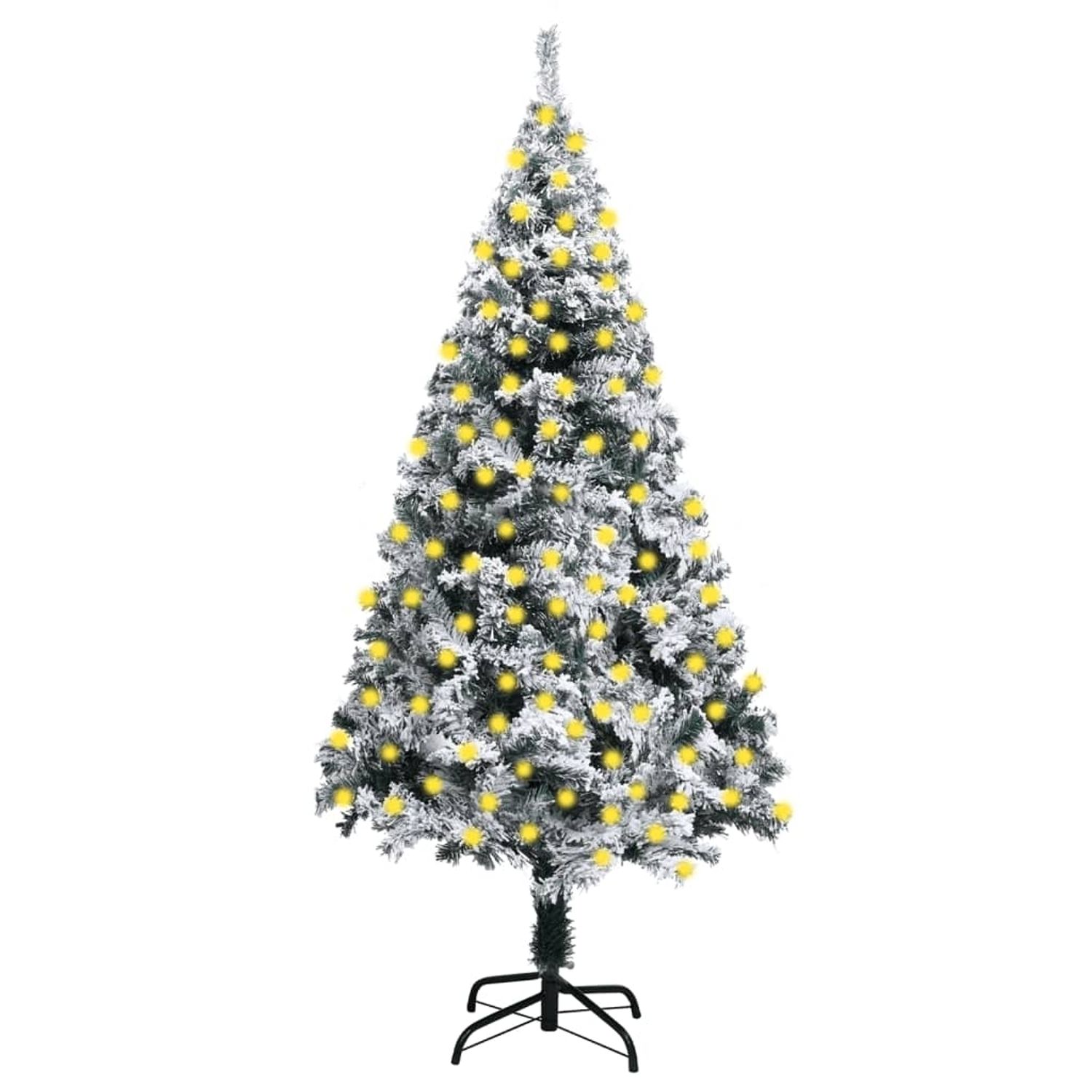 vidaXL Brad de Crăciun artificial cu LED-uri&zăpadă, verde, 210 cm fotografia produsului