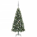vidaXL Set brad de Crăciun artificial cu LED-uri/globuri/conuri 180 cm,3077893 fotografia produsului
