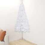 vidaXL Brad de Crăciun artificial, de colț, alb, 120 cm, PVC fotografia produsului