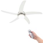 vidaXL Ventilator tavan decorativ cu iluminare, 128 cm, alb fotografia produsului