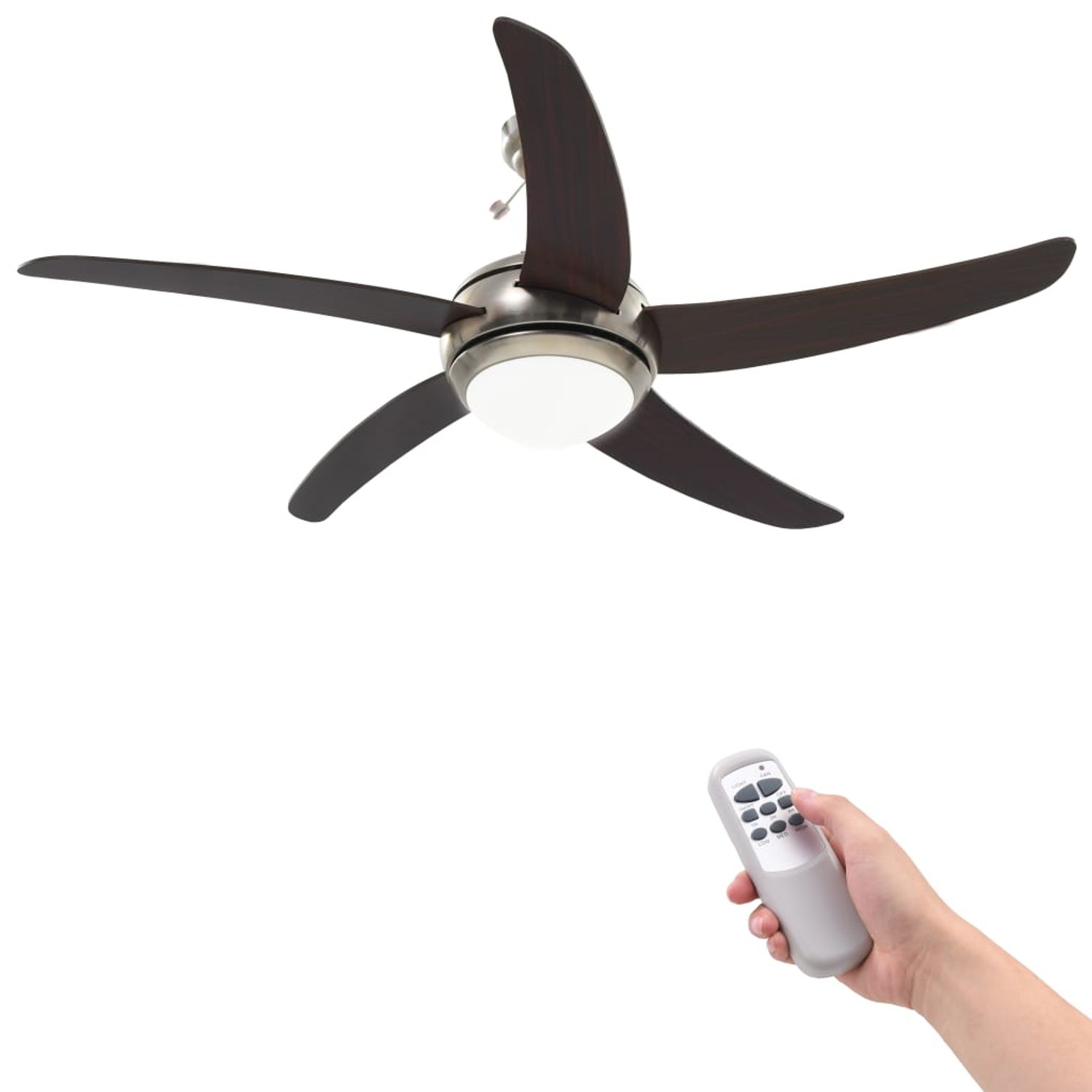 vidaXL Ventilator tavan decorativ cu iluminare, 128 cm, maro fotografia produsului