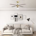 vidaXL Ventilator de tavan cu iluminare, maro, 106 cm fotografia produsului