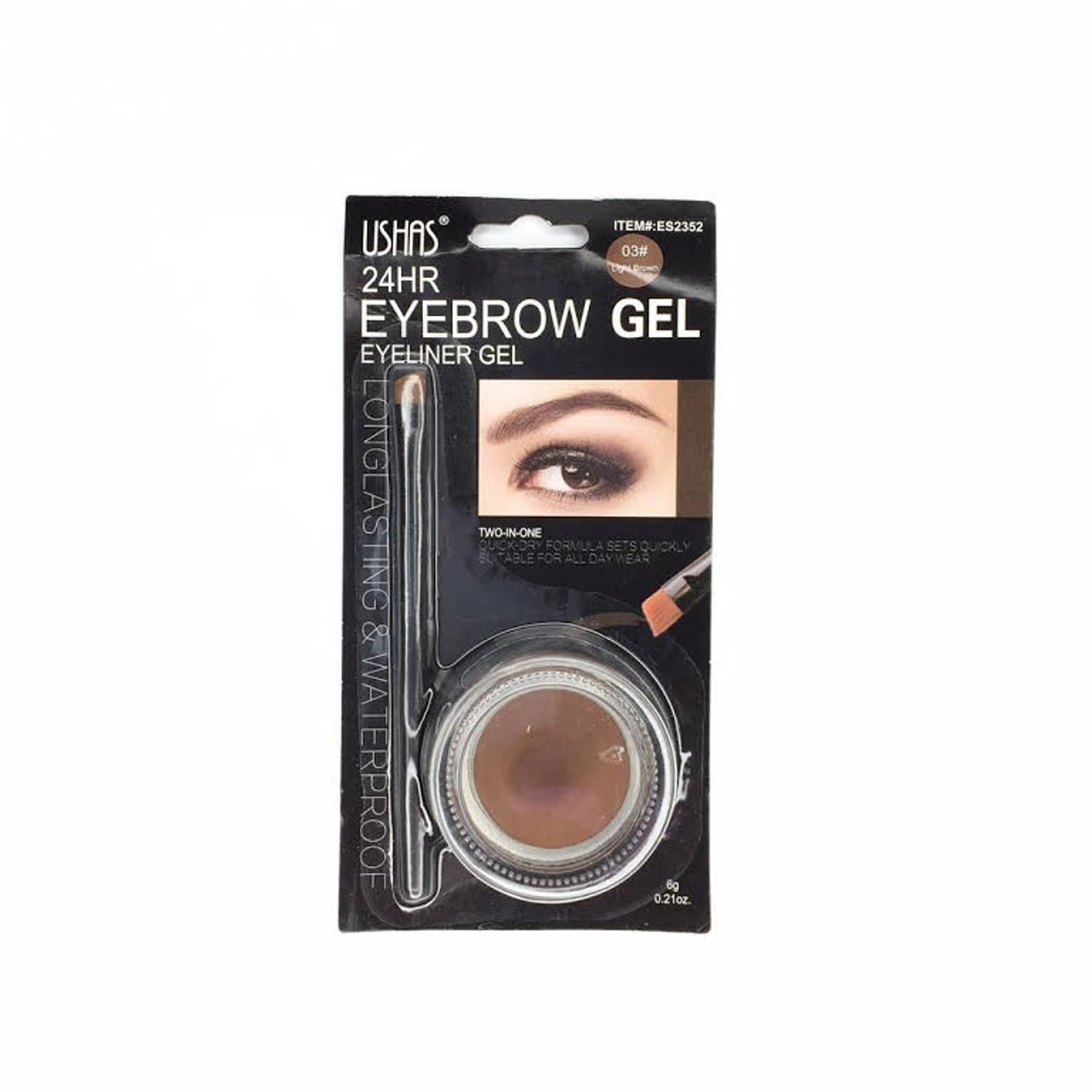 Gel sprancene Ushas Waterproof Eyebrow Gel, 03 Light Brown fotografia produsului