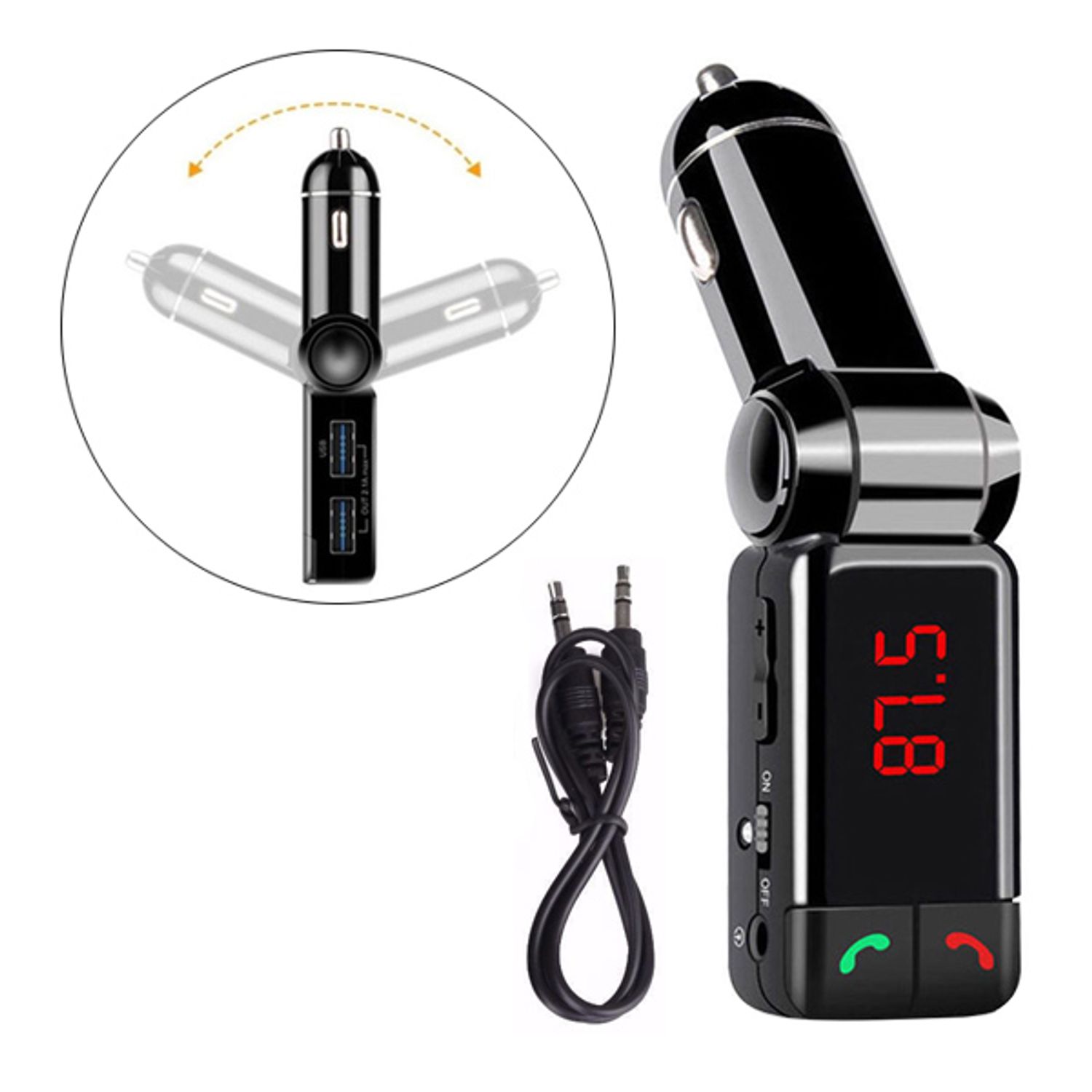 Modulator FM Auto Timeless Tools, cu functie handsfree, 2 porturi USB fotografia produsului View 5 L