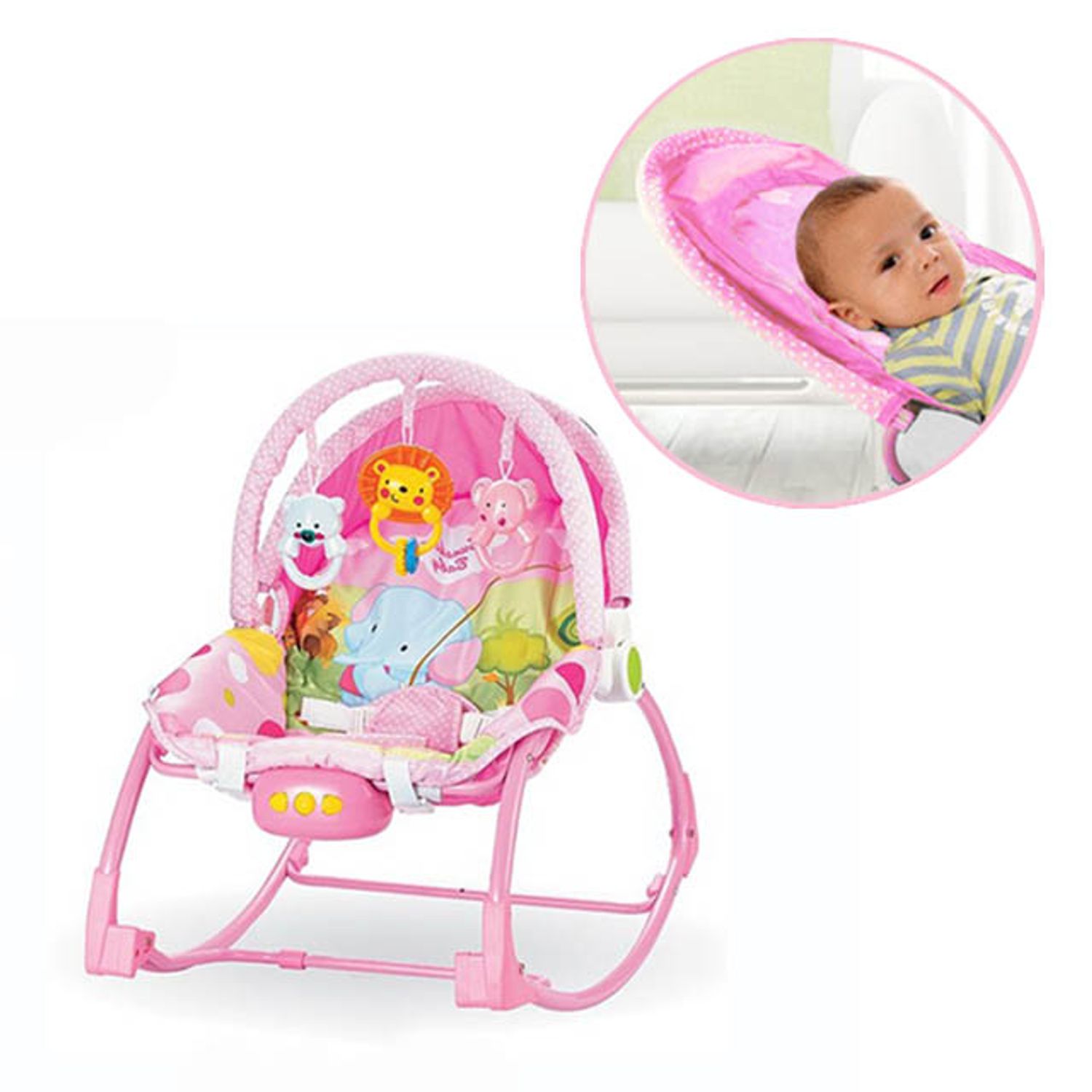 Balansoar bebe Timeless Tools, cu vibratii si melodii, Roz fotografia produsului View 4 L
