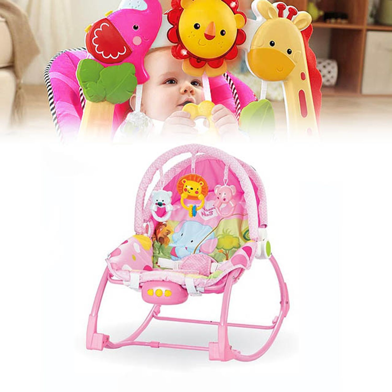 Balansoar bebe Timeless Tools, cu vibratii si melodii, Roz fotografia produsului View 5 L
