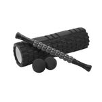 Set masaj pentru relaxare musculara Timeless Tools, Rola Minge si Bat, Negru fotografia produsului