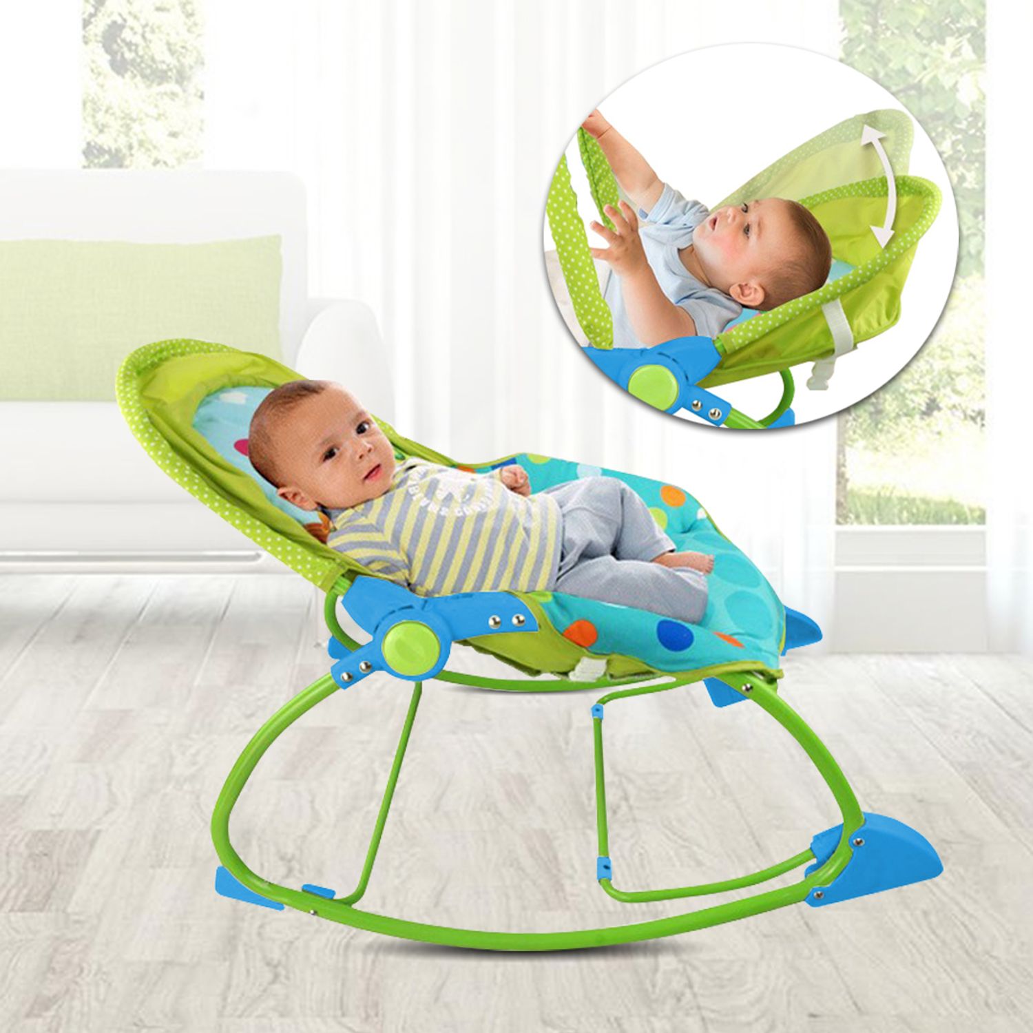 Balansoar bebe Timeless Tools, cu vibratii si melodii, Albastru fotografia produsului View 4 L
