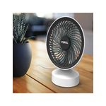 Mini ventilator de birou, Perel, 3 trepte, alimentare USB si acumulator, alb, silentios, 16019 fotografia produsului