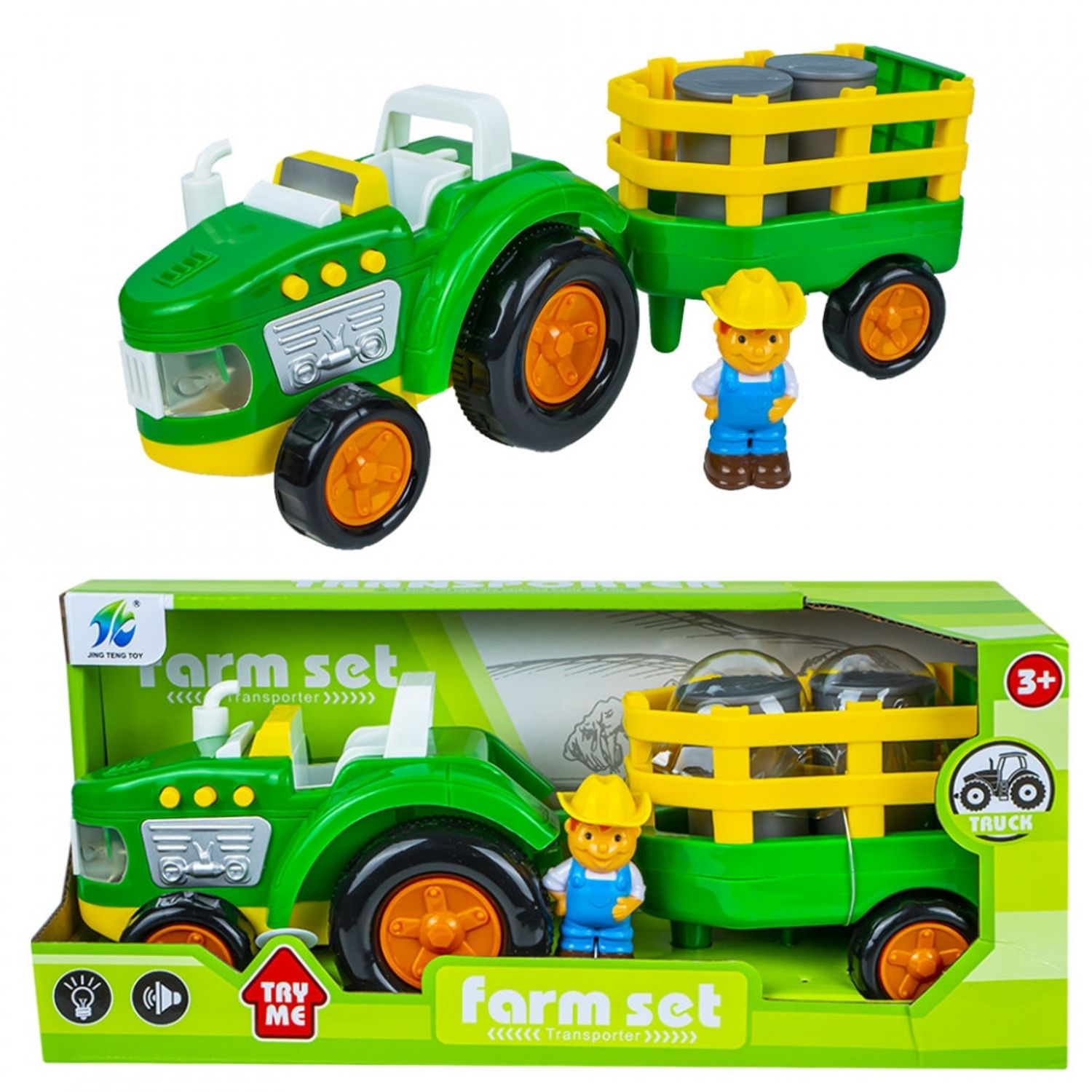 Tractor cu remorca + figurina fermier fotografia produsului