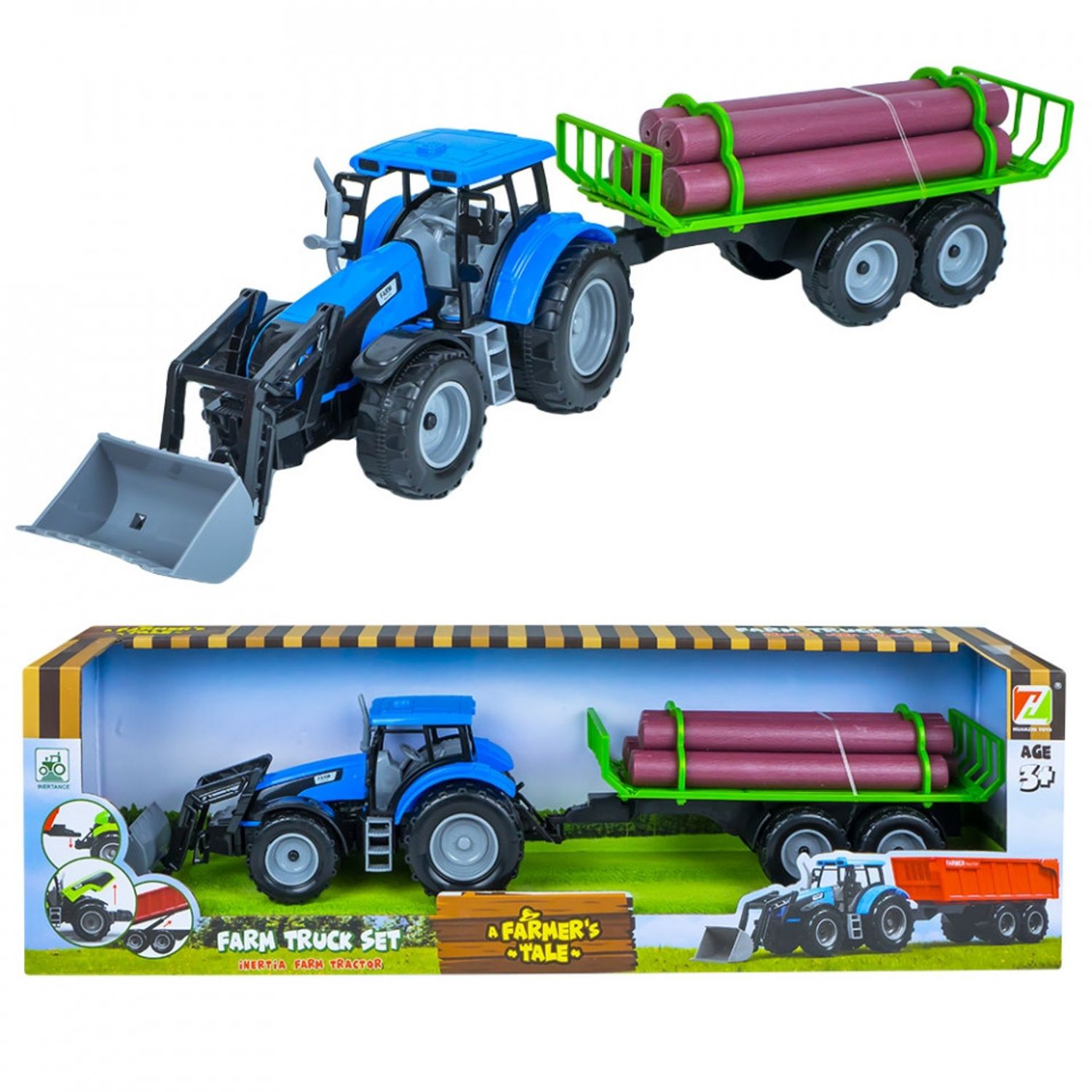 Tractor cu frictiune + remorca lemne fotografia produsului