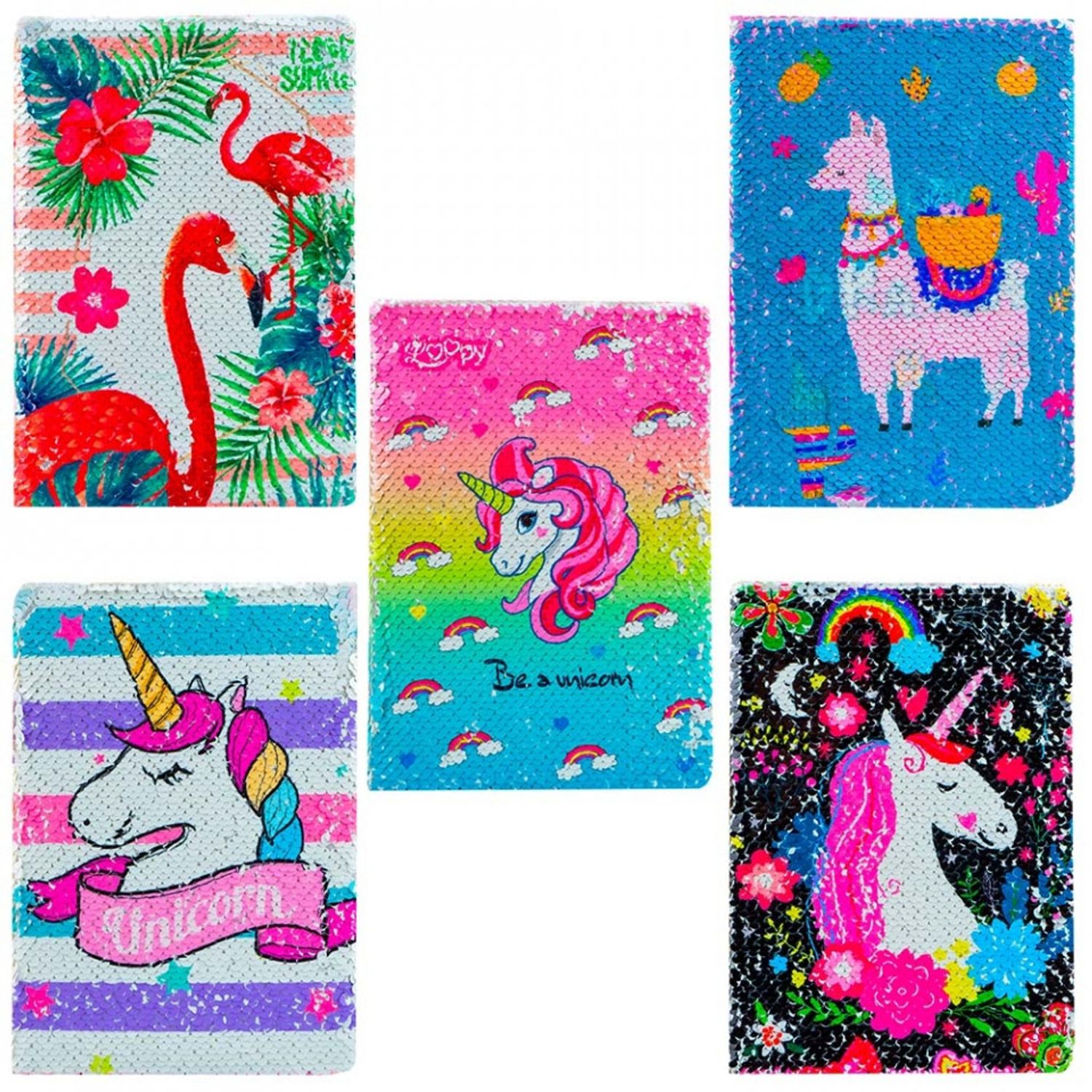 Carnetel A5 pentru notite Unicorn cu paiete fotografia produsului