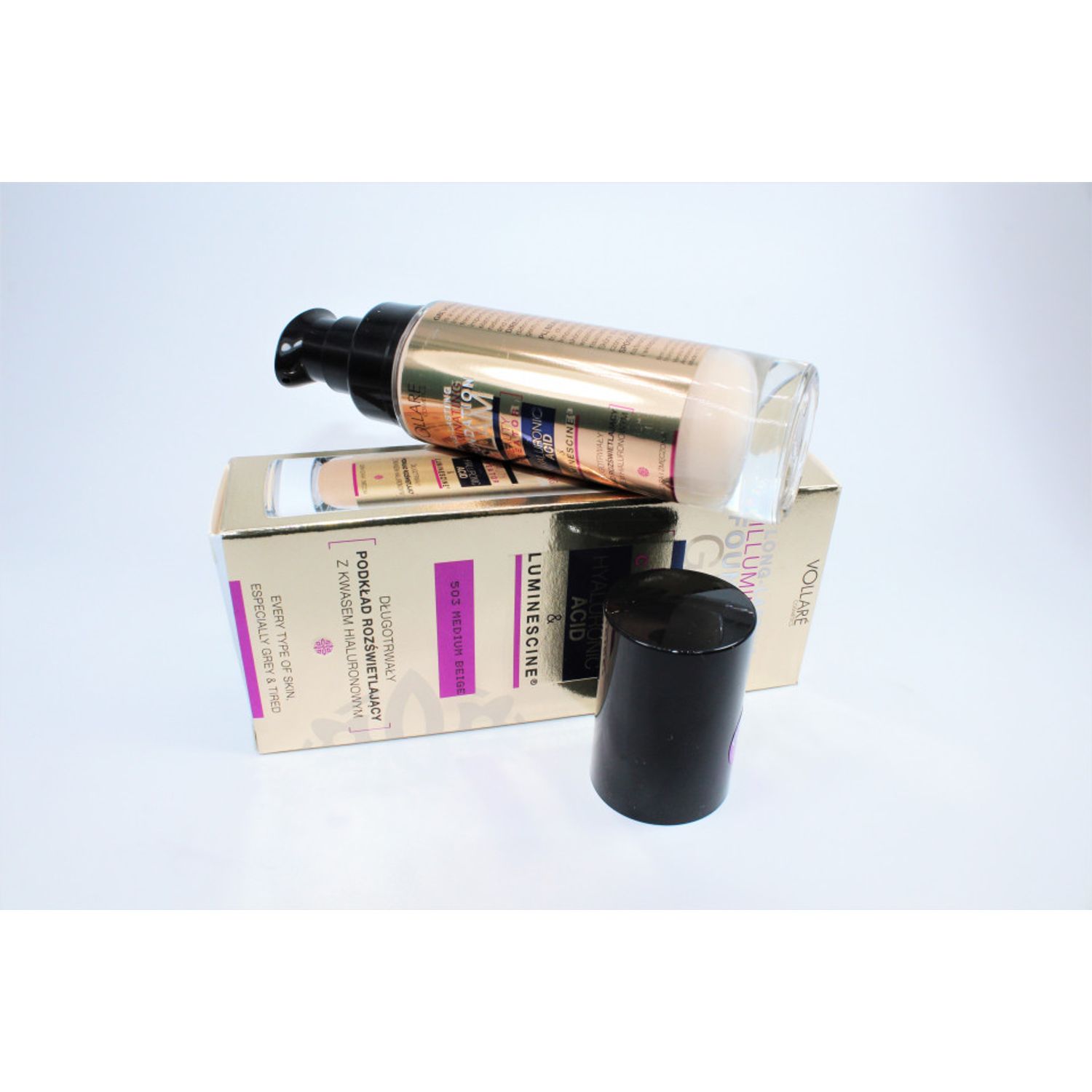Fond de ten, Vollare, Long Lasting Foundation, Hyaluronic Acid, 503 Medium Beige, 30 ml fotografia produsului View 4 L