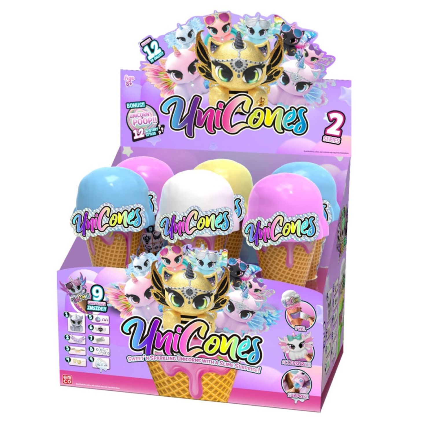 Figurina Unicorn surpriza si accesorii, Seria 2, Unicones, Galben fotografia produsului
