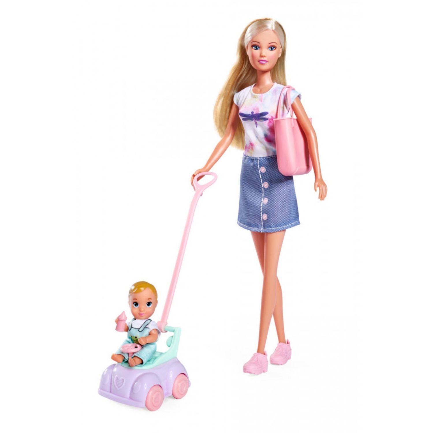 Steffi Love Papusa Steffi Cu Masinuta Premergator Si Bebe fotografia produsului