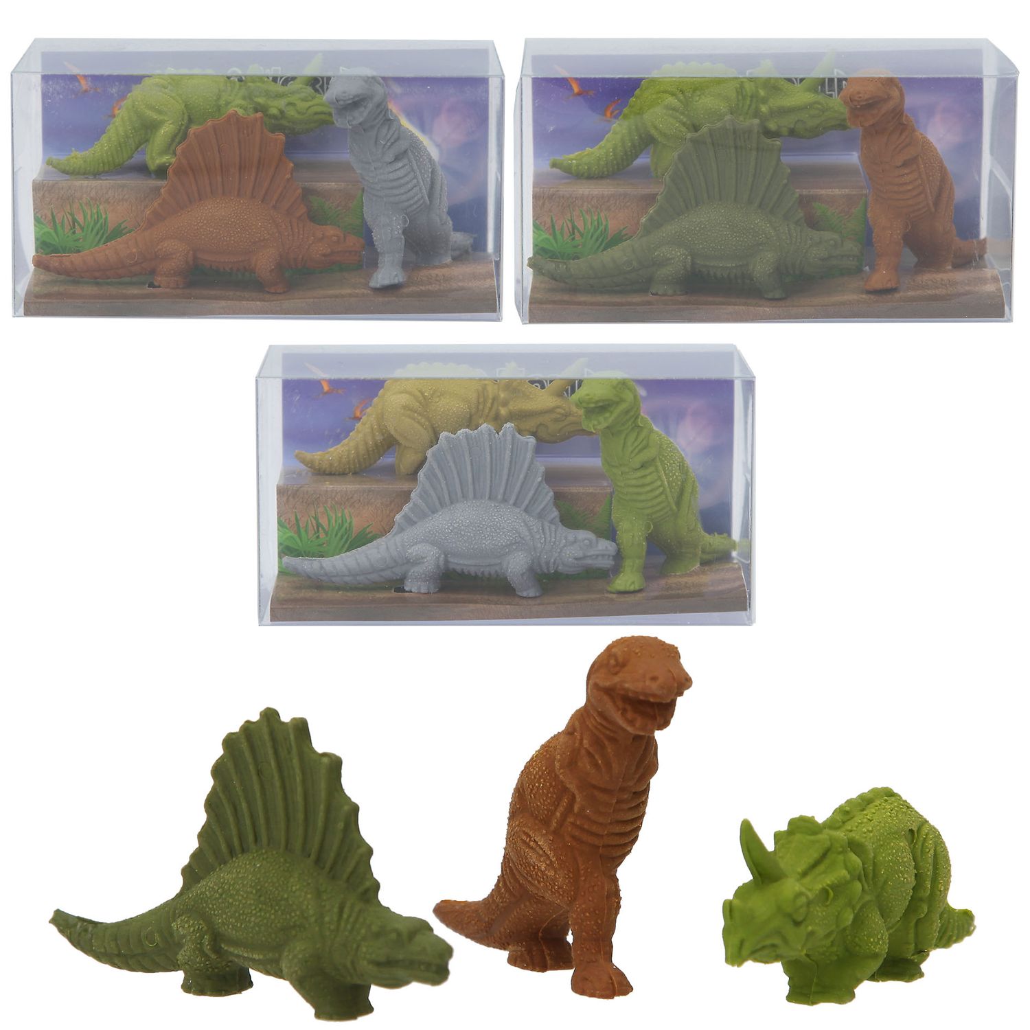 Set radiere 3 bucati Dino World fotografia produsului