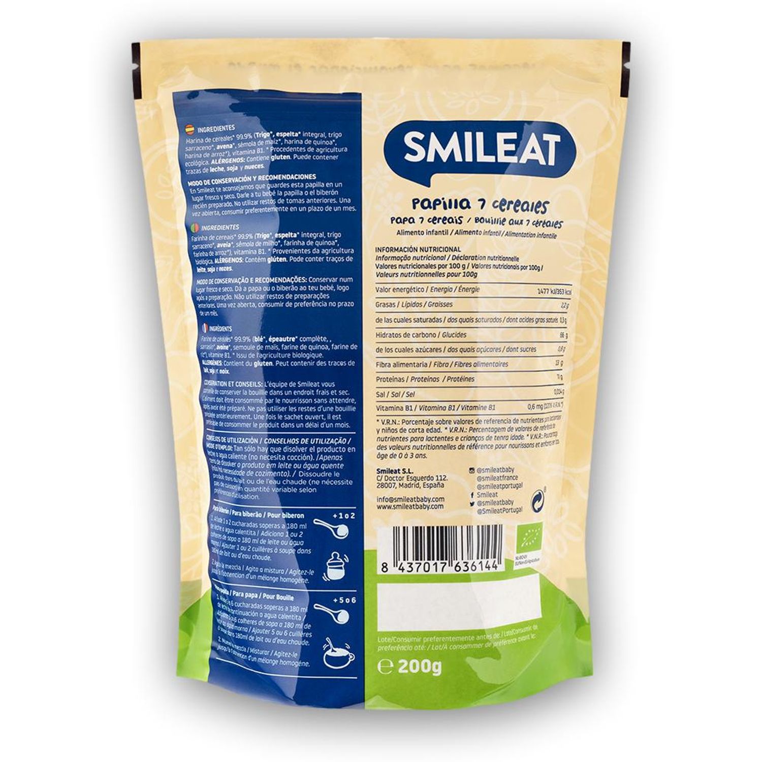 Cereale BIO cu 7 Super Cereale, +6 luni Smileat fotografia produsului View 2 L