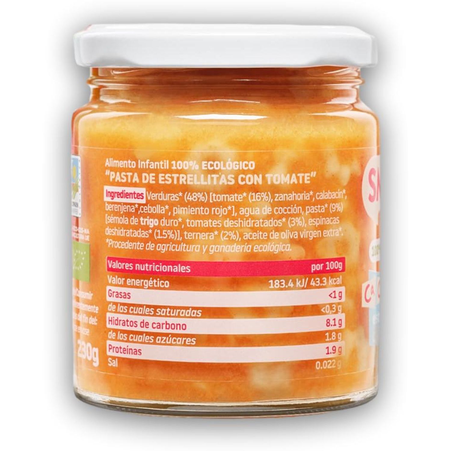 Mancare BIO din paste cu rosii, +10 luni Smileat fotografia produsului View 3 L