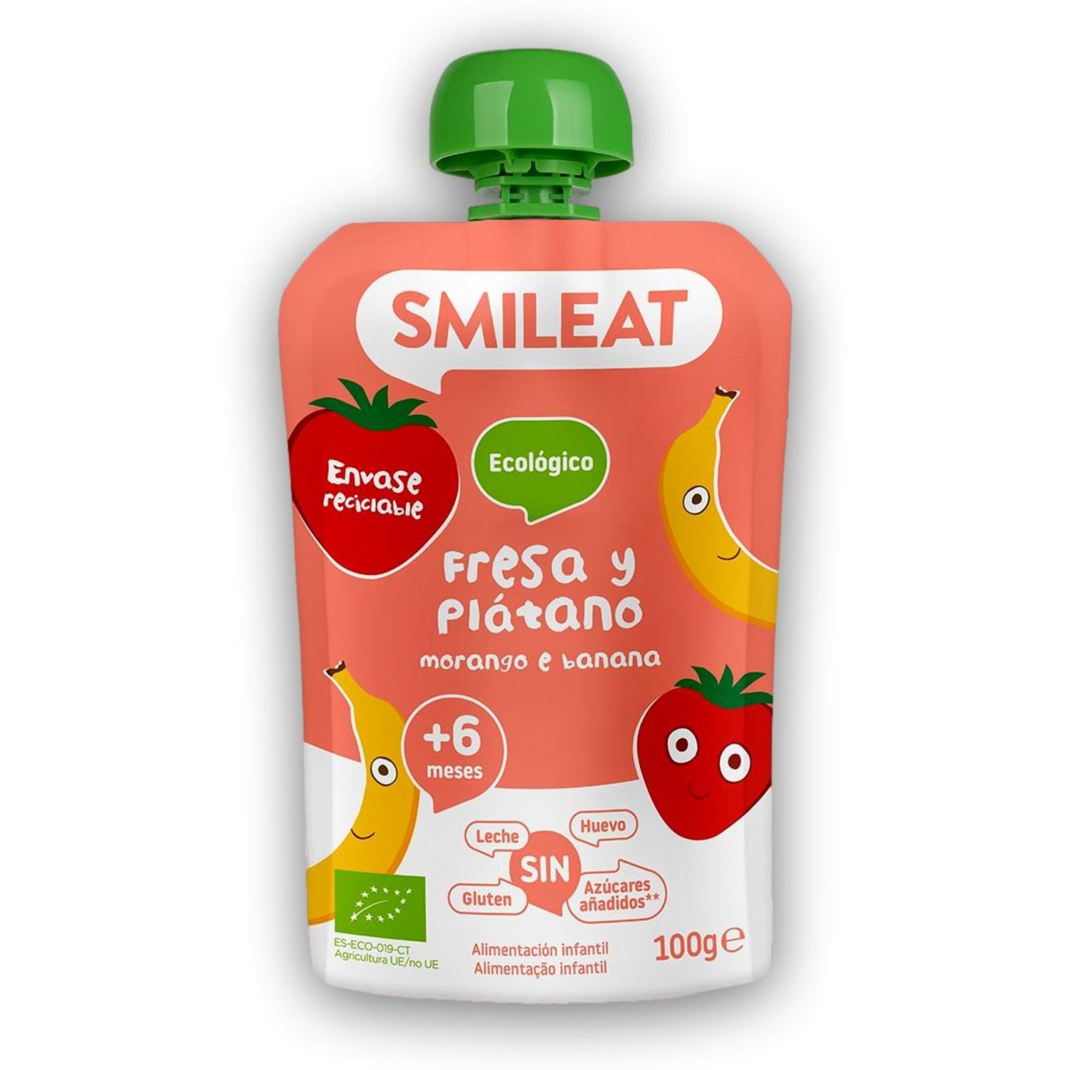 Gustare piure BIO din banane si capsuni, +6 luni Smileat fotografia produsului