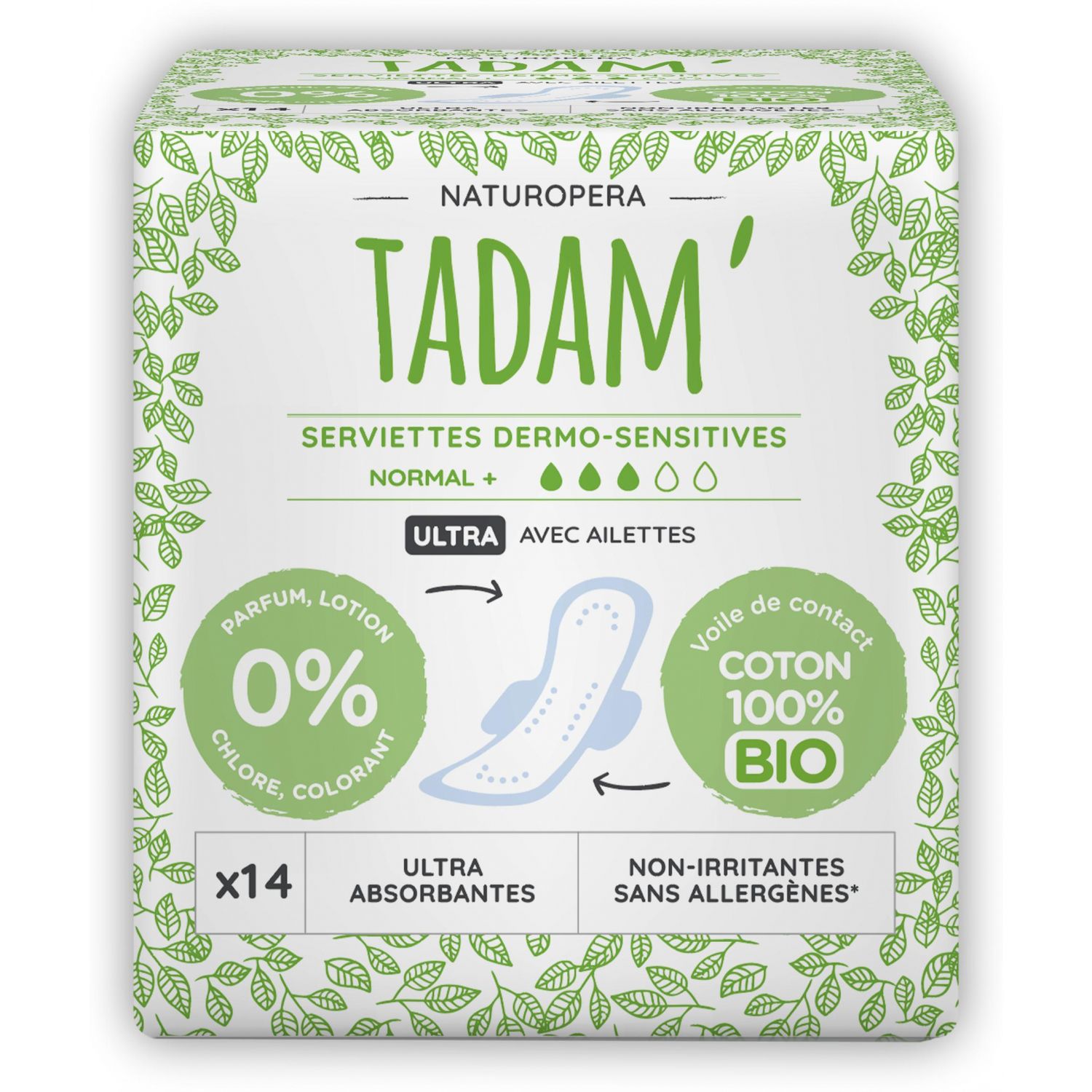 Absorbante BIO hipoalergenice Ultra Normal+ Tadam fotografia produsului