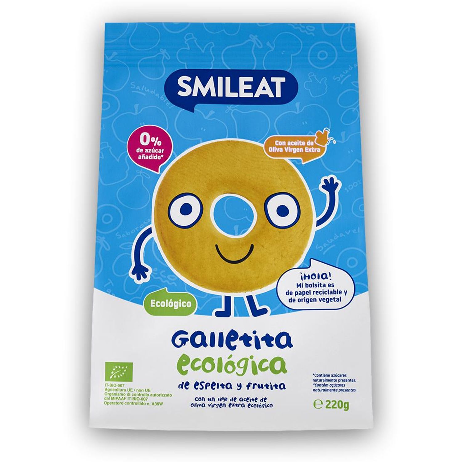 Biscuiti cerculete BIO din grau spelt si mar, +6 luni Smileat fotografia produsului