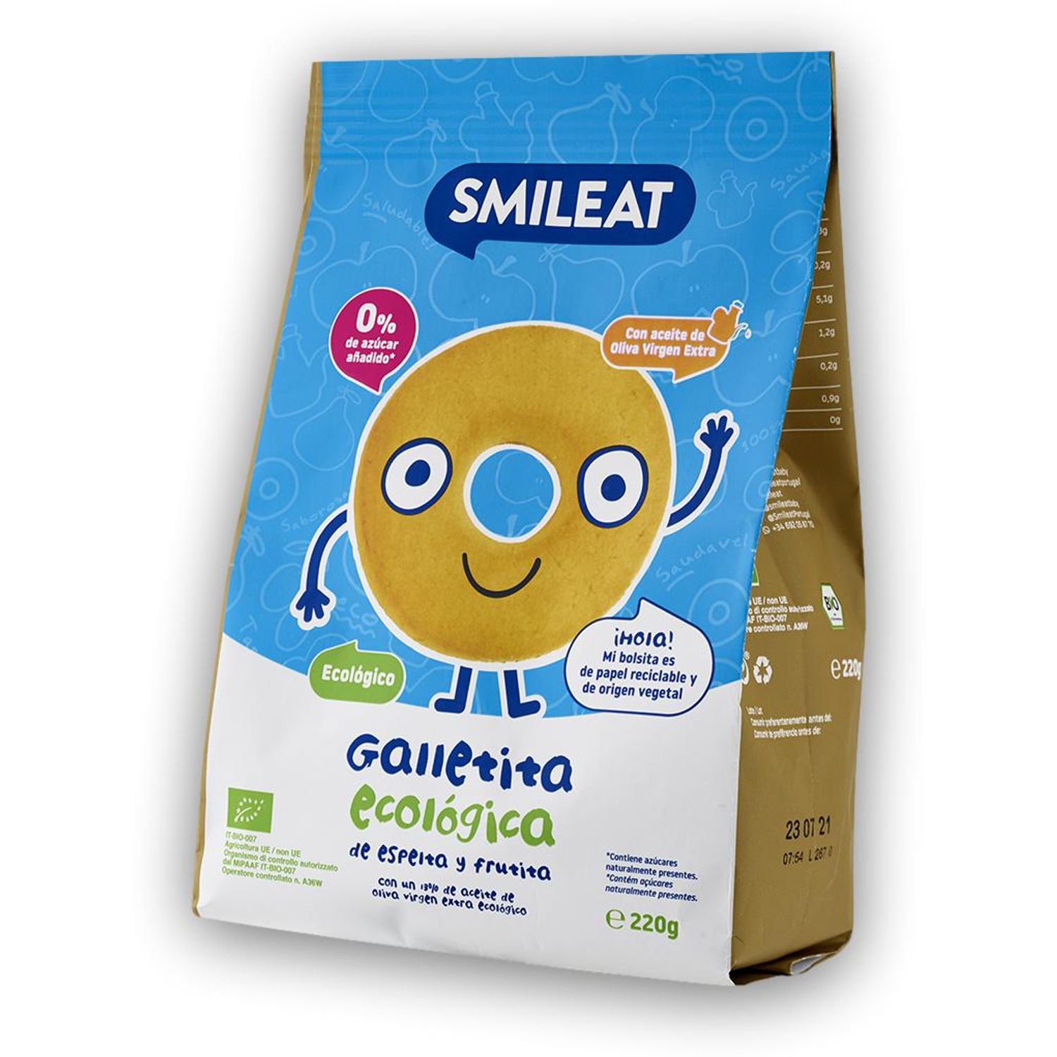 Biscuiti cerculete BIO din grau spelt si mar, +6 luni Smileat fotografia produsului View 2 L