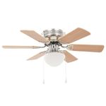 vidaXL Ventilator tavan decorativ cu iluminare, 82 cm, maro deschis fotografia produsului