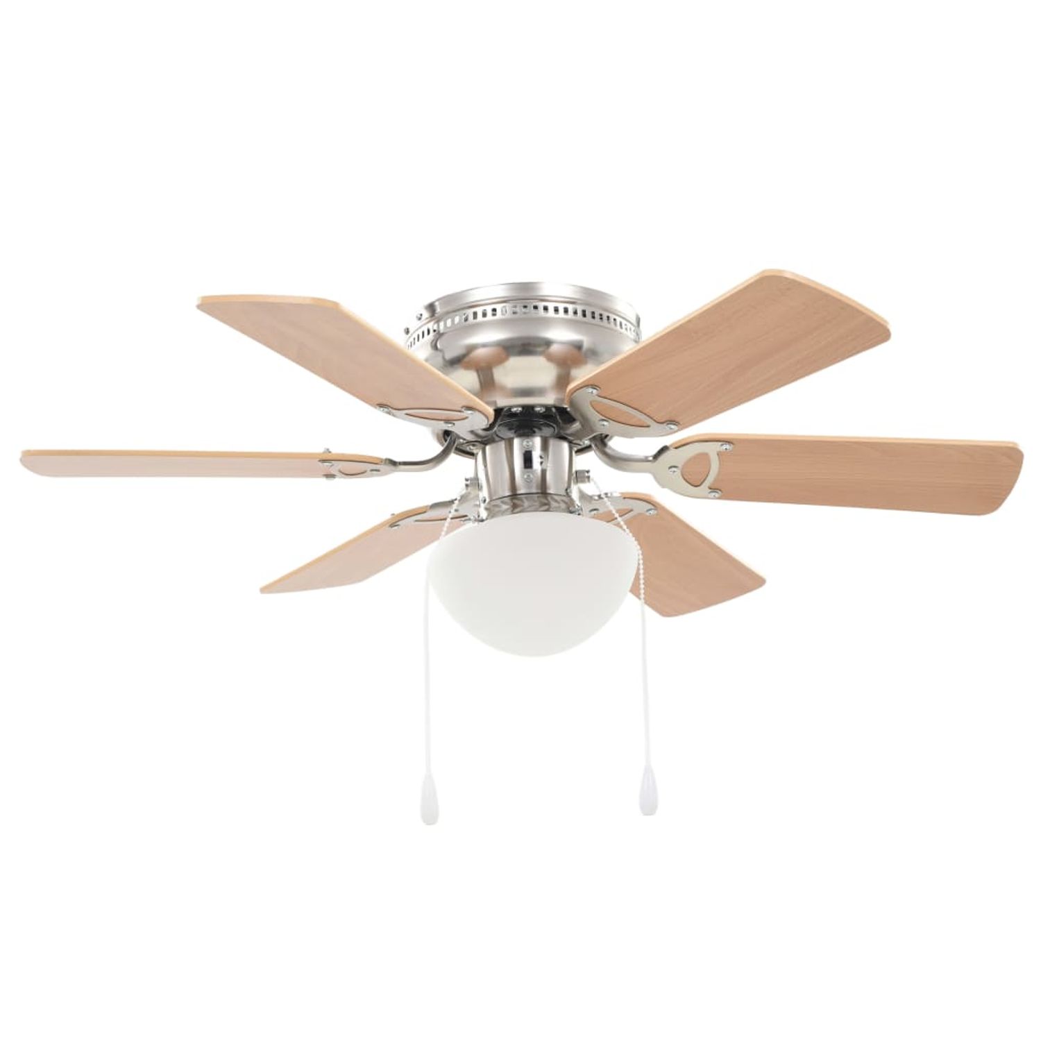 vidaXL Ventilator tavan decorativ cu iluminare, 82 cm, maro deschis fotografia produsului