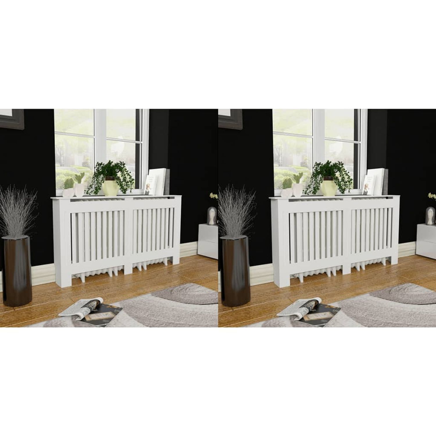 vidaXL Mască de calorifer, 2 buc., alb, 152 cm, MDF fotografia produsului