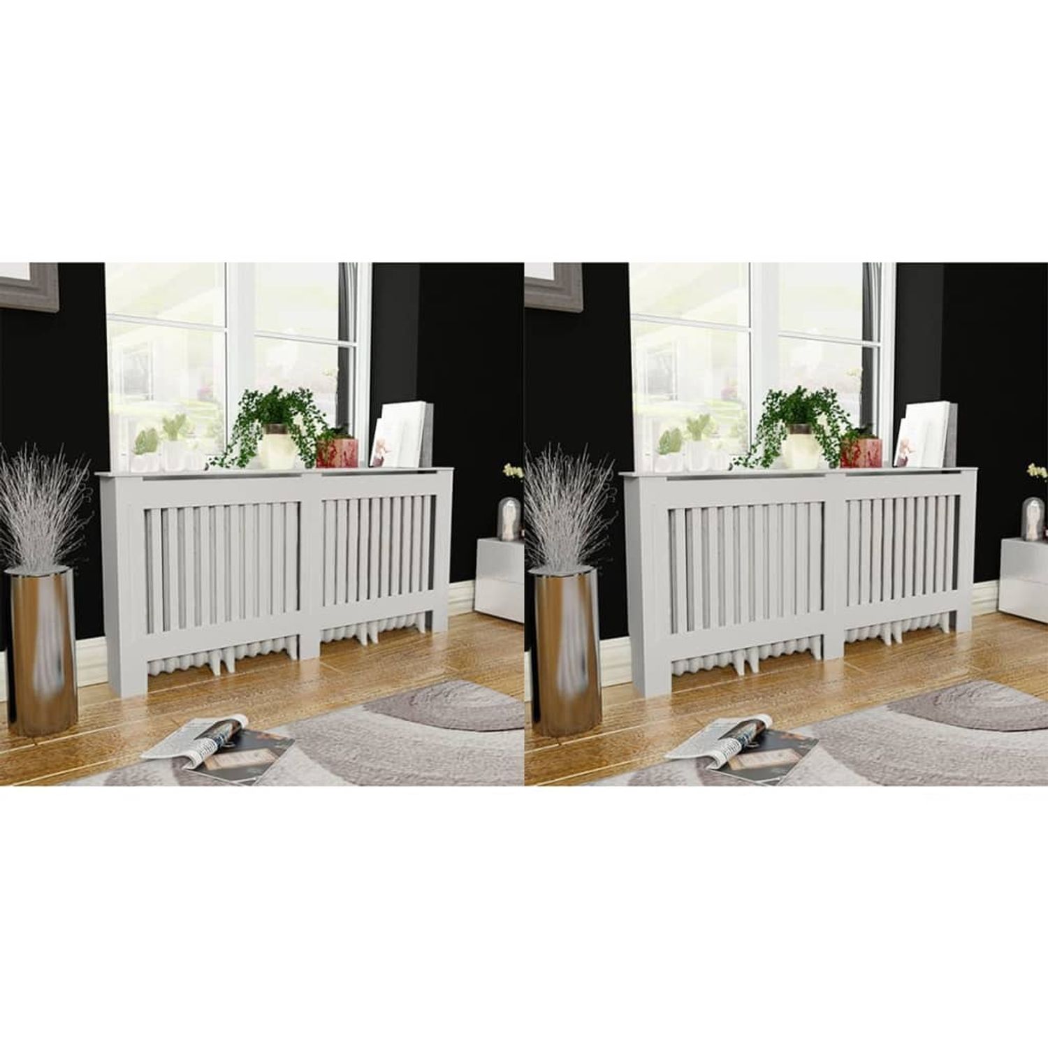 vidaXL Mască de calorifer, 2 buc., alb, 172 cm, MDF fotografia produsului