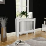 vidaXL Mască de calorifer &icirc;ncălzire, dulap radiator, alb, 112 cm, MDF fotografia produsului