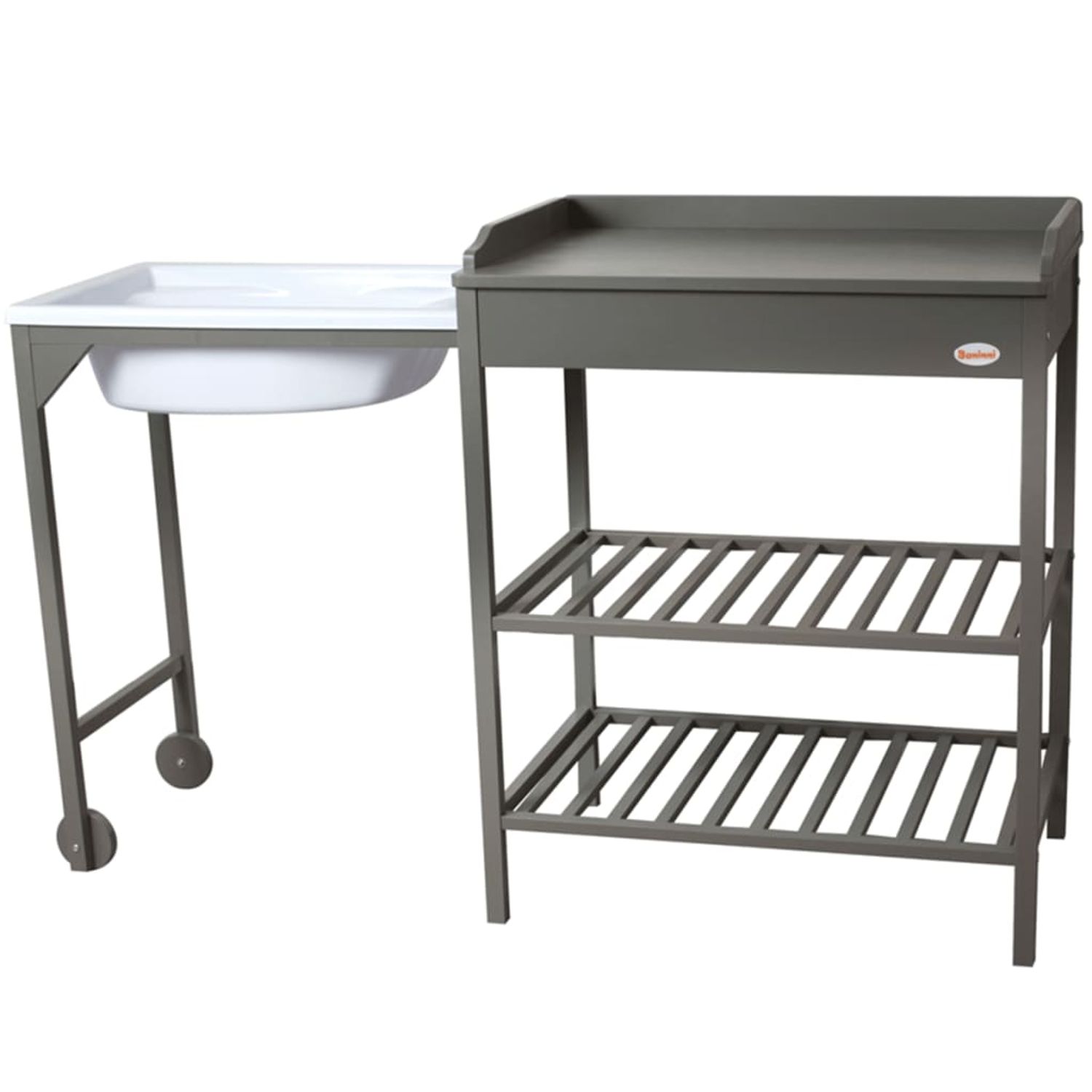 Baninni Masă de baie și de schimbat bebe Lavi, lemn, gri BNBR006-GY fotografia produsului