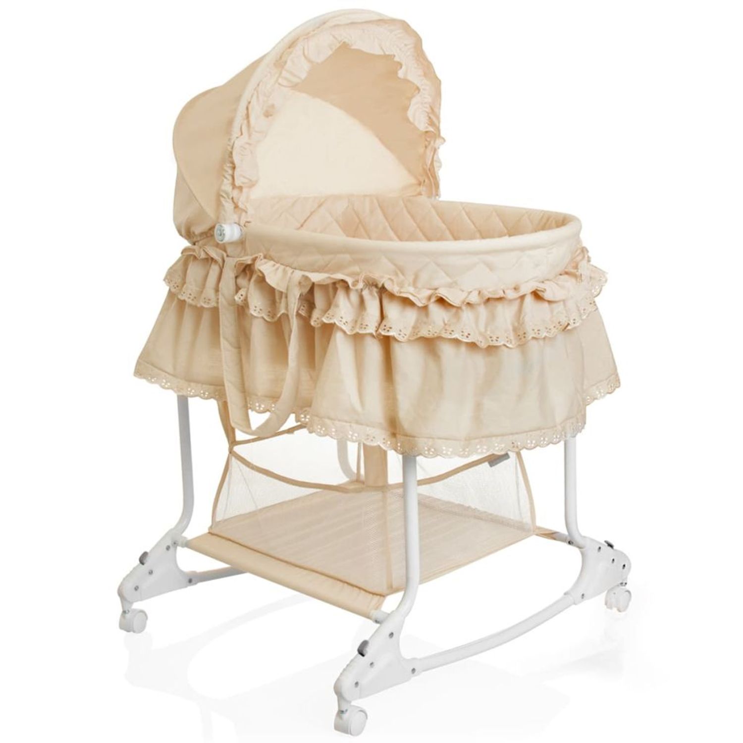 Little World Pătuț balansoar 2-&icirc;n-1, 85 x 70 x 110 cm, bej, LWFU002-BG fotografia produsului