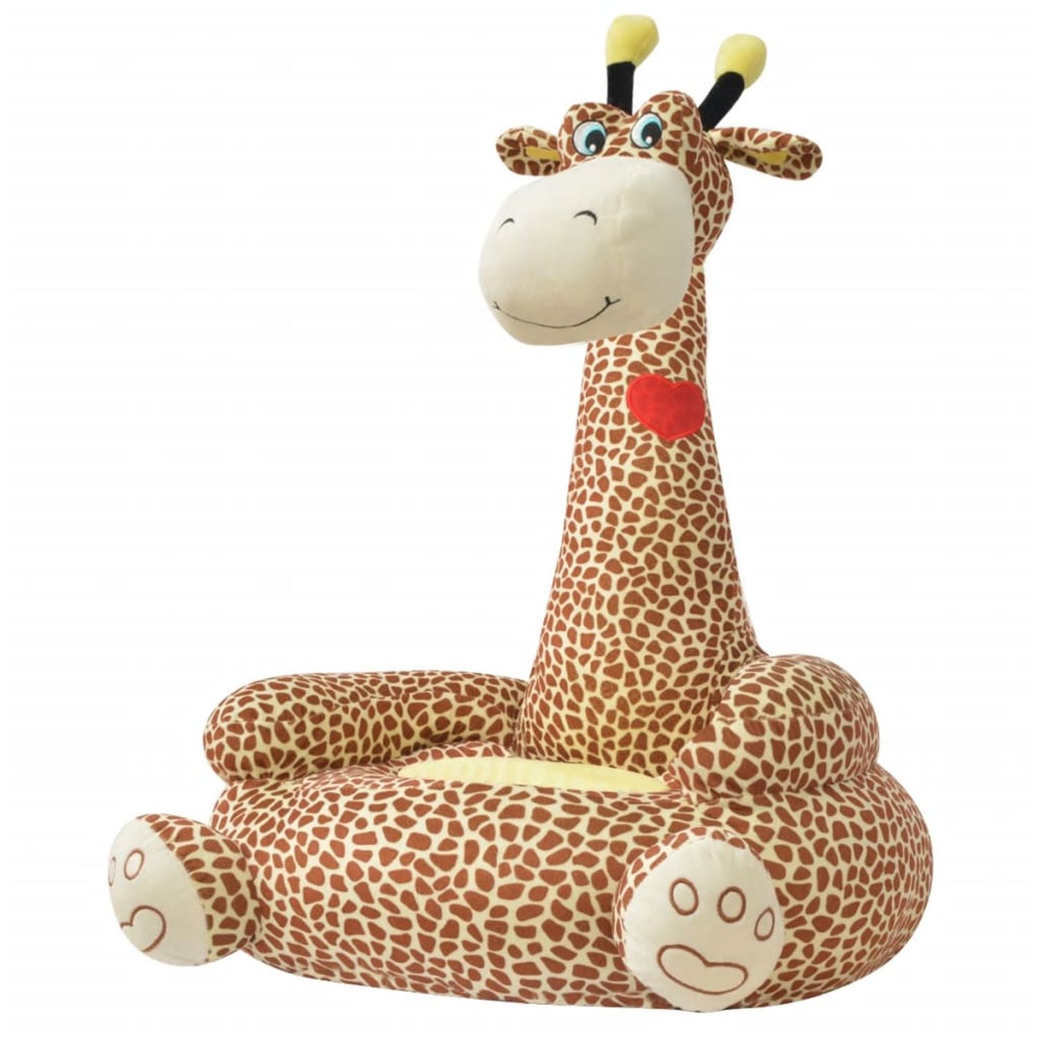vidaXL Scaun din pluș pentru copii cu model girafă, maro fotografia produsului