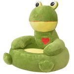 vidaXL Scaun din pluș pentru copii, model broască, verde fotografia produsului