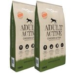 vidaXL Hrană uscată c&acirc;ini Adult Active Chicken & Fish 2 buc. 30 kg fotografia produsului