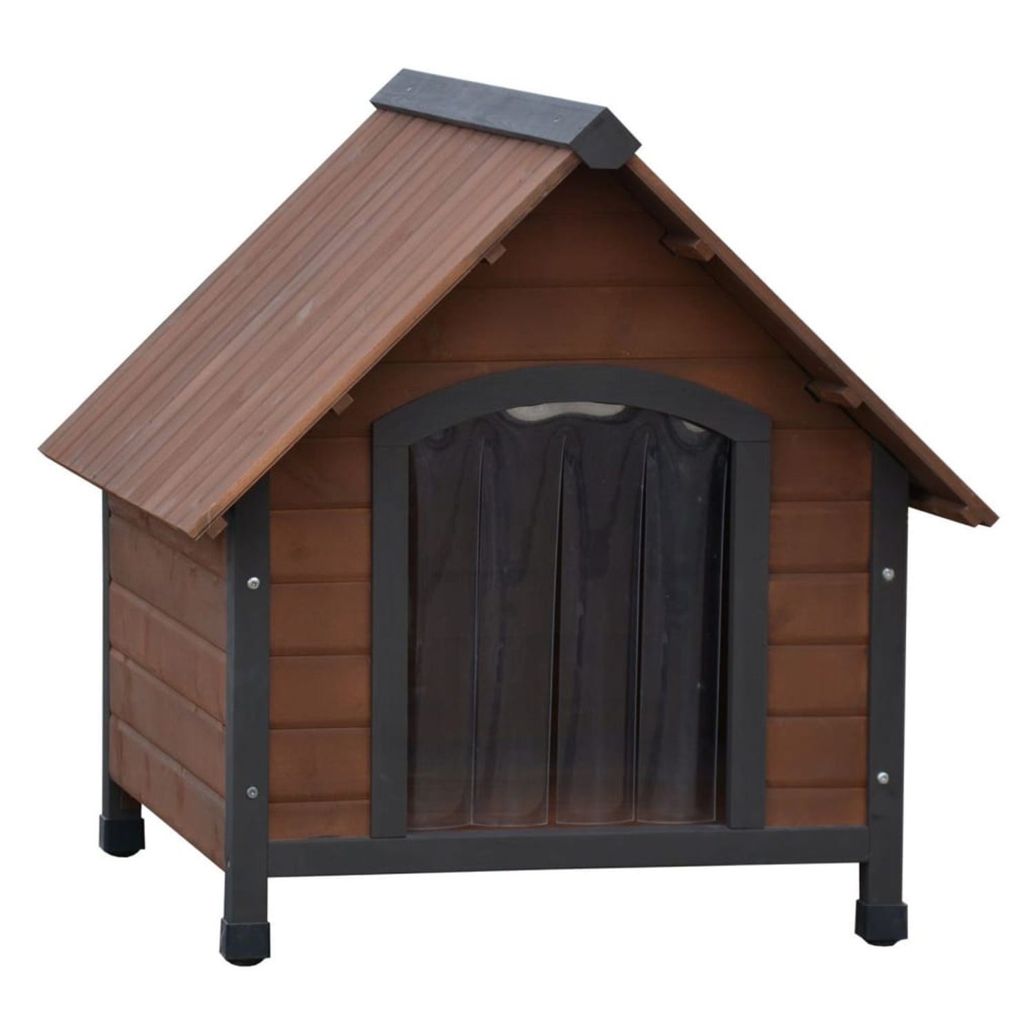 Cușcă de c&acirc;ine cu clapete de plastic Rustique maro 76x76x72cm,441159 fotografia produsului