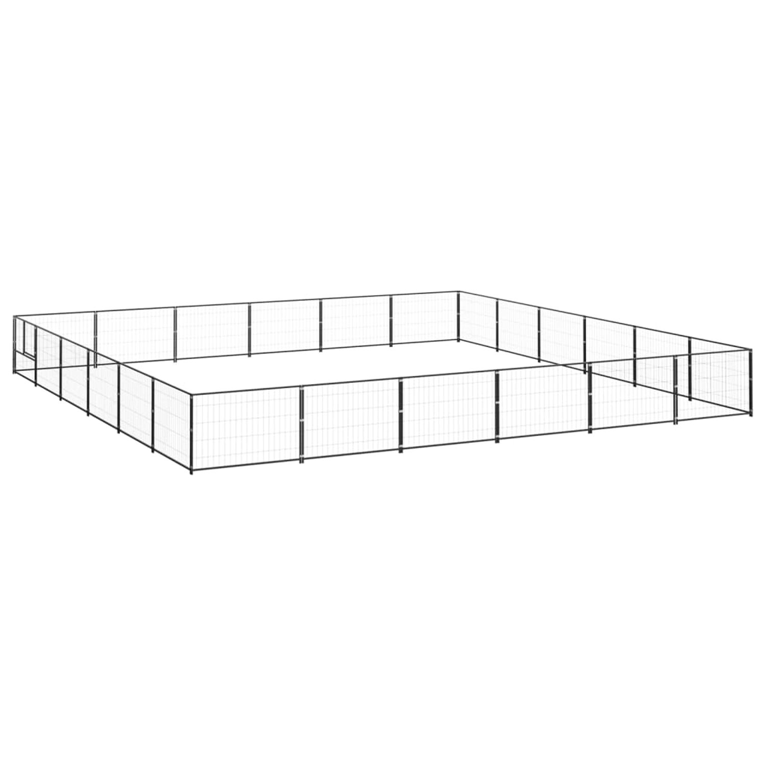 vidaXL Padoc pentru c&acirc;ini, negru, 36 m&sup2;, oțel,3082169 fotografia produsului
