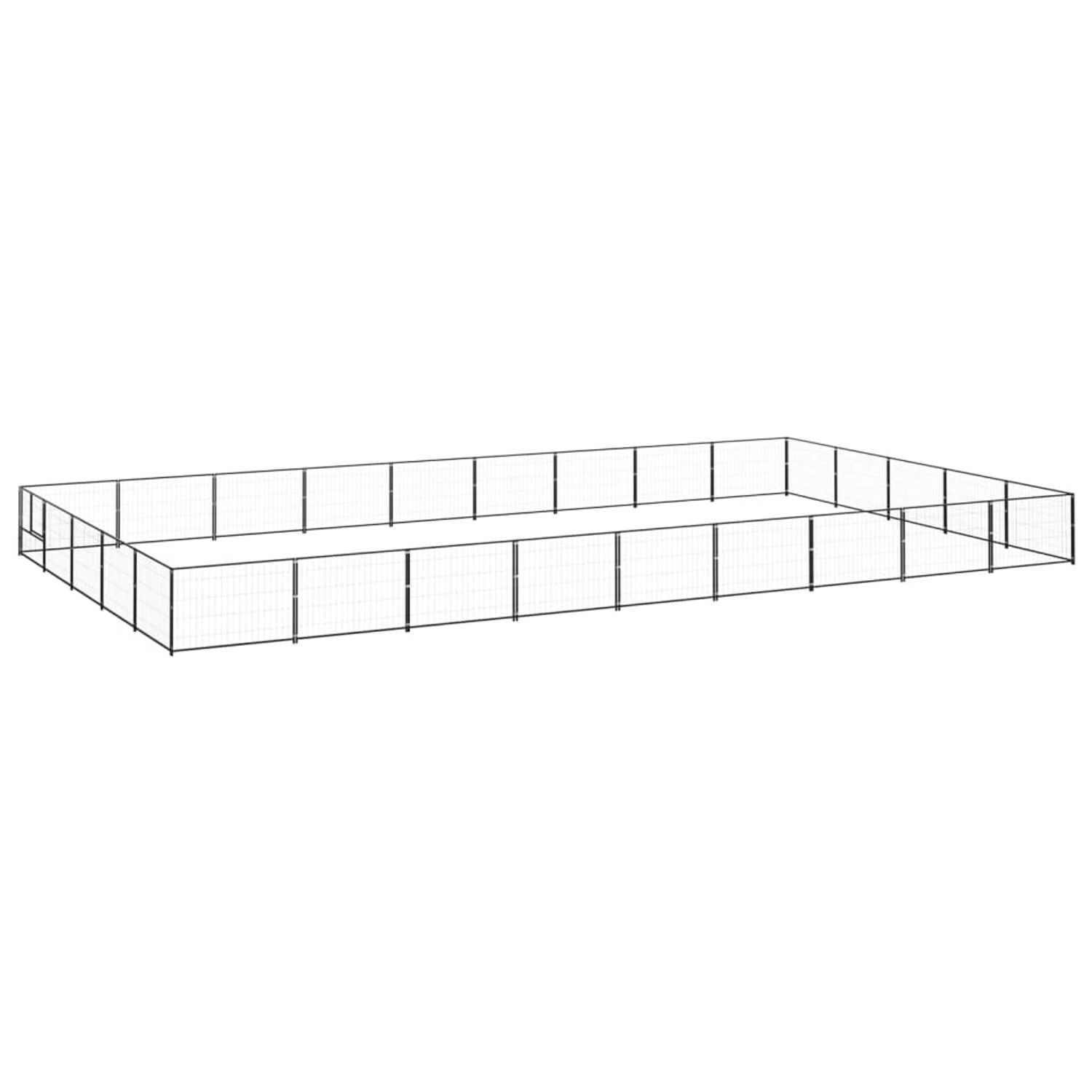 vidaXL Padoc pentru c&acirc;ini, negru, 45 m&sup2;, oțel fotografia produsului