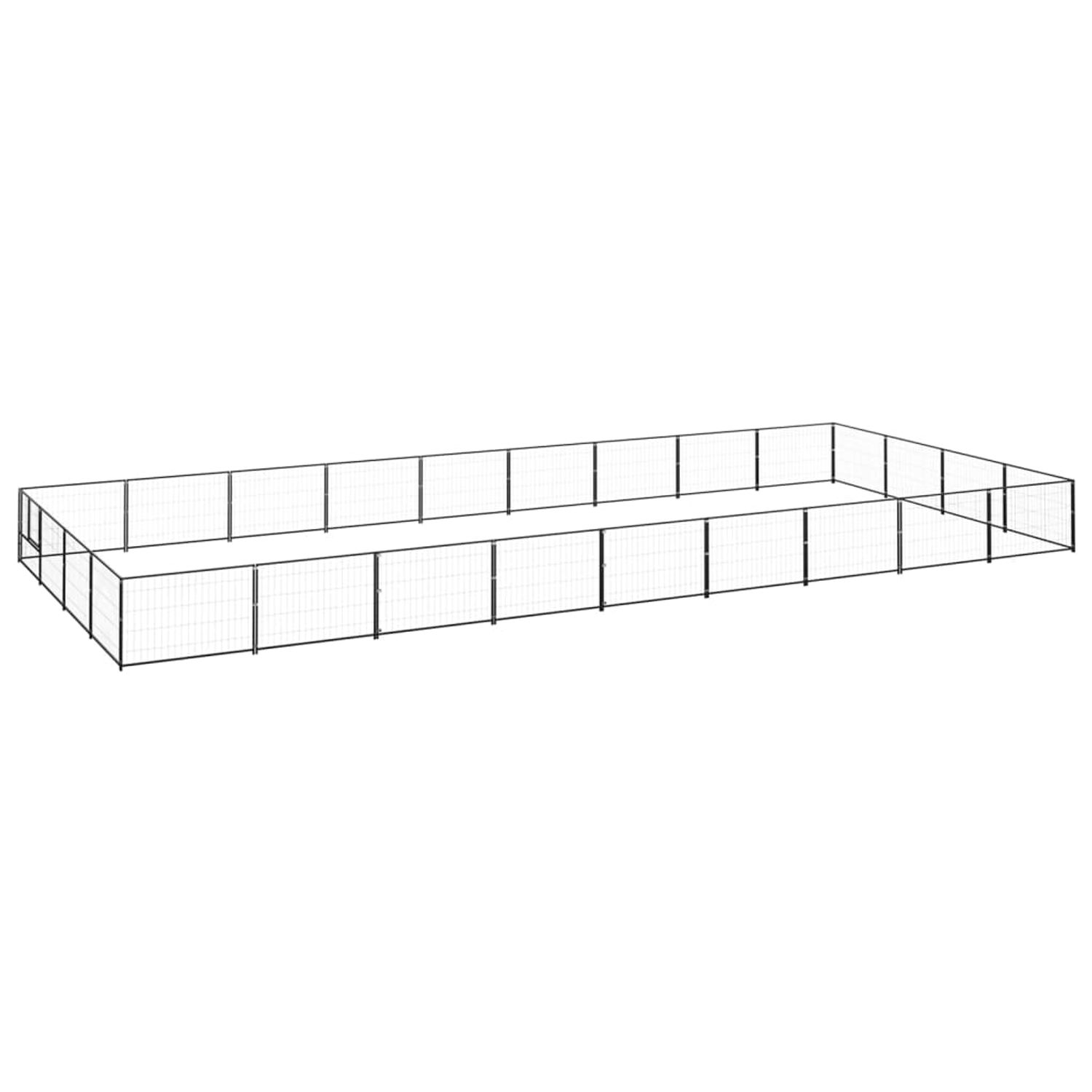 vidaXL Padoc pentru c&acirc;ini, negru, 36 m&sup2;, oțel,3082148 fotografia produsului
