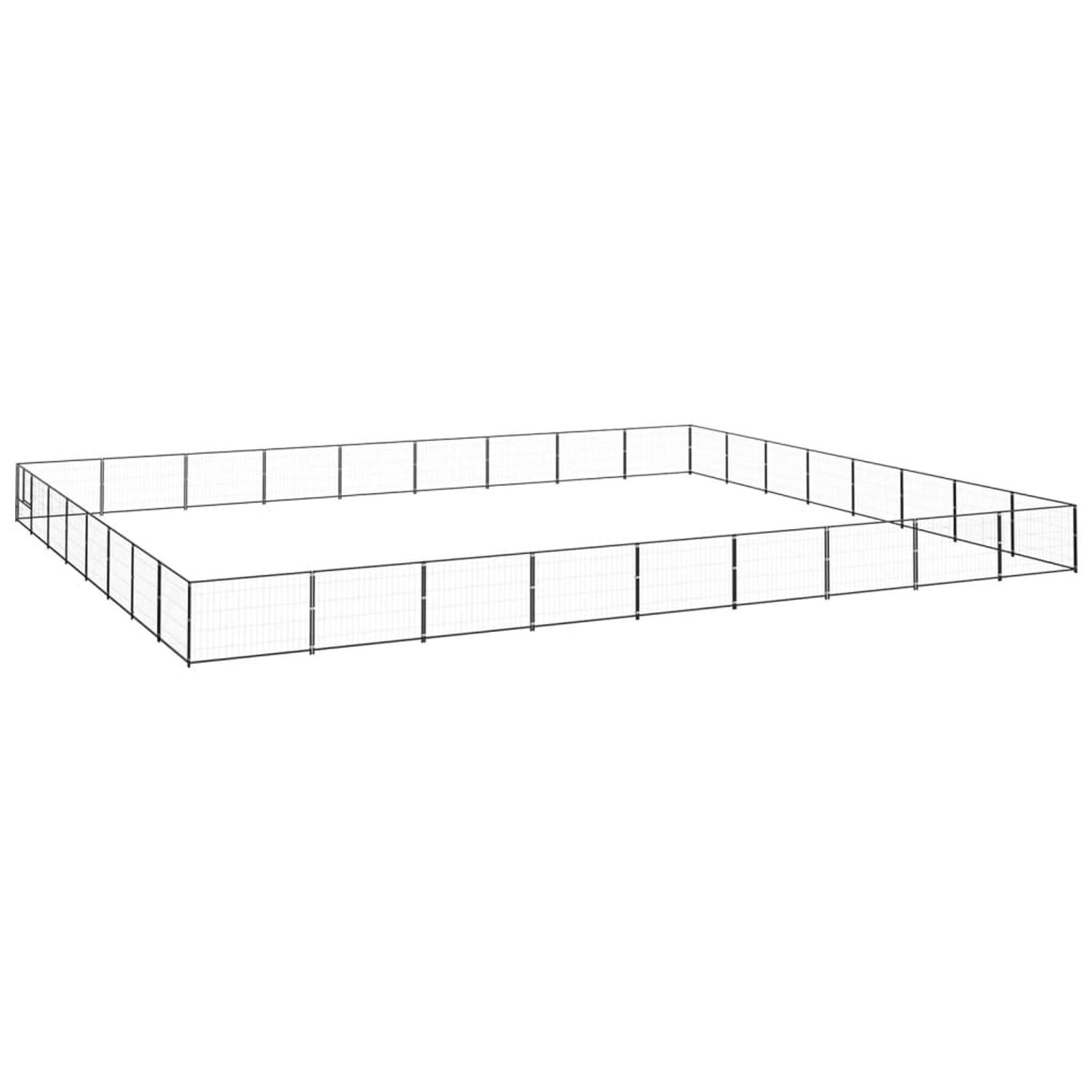 vidaXL Padoc pentru c&acirc;ini, negru, 72 m&sup2;, oțel fotografia produsului