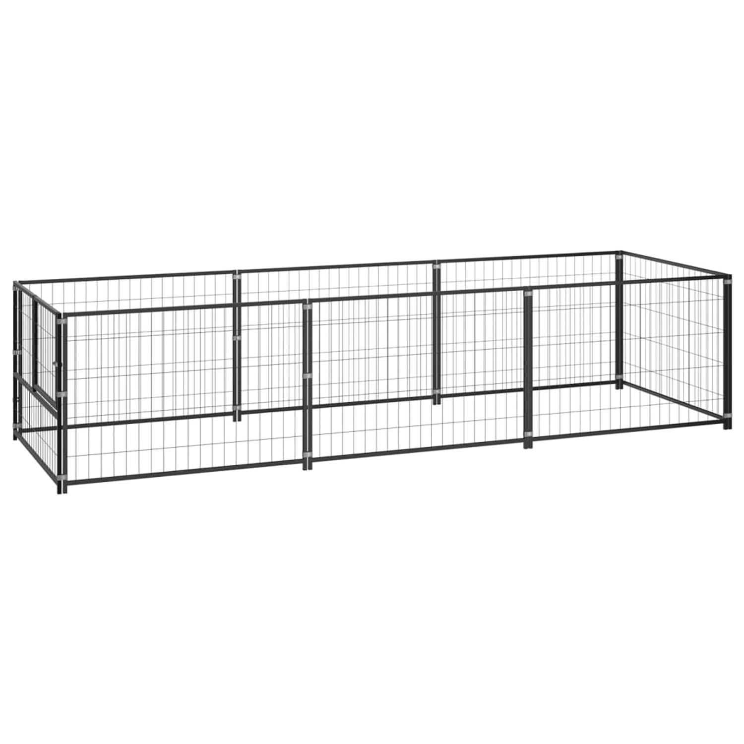 vidaXL Padoc pentru c&acirc;ini, negru, 3 m&sup2;, oțel fotografia produsului