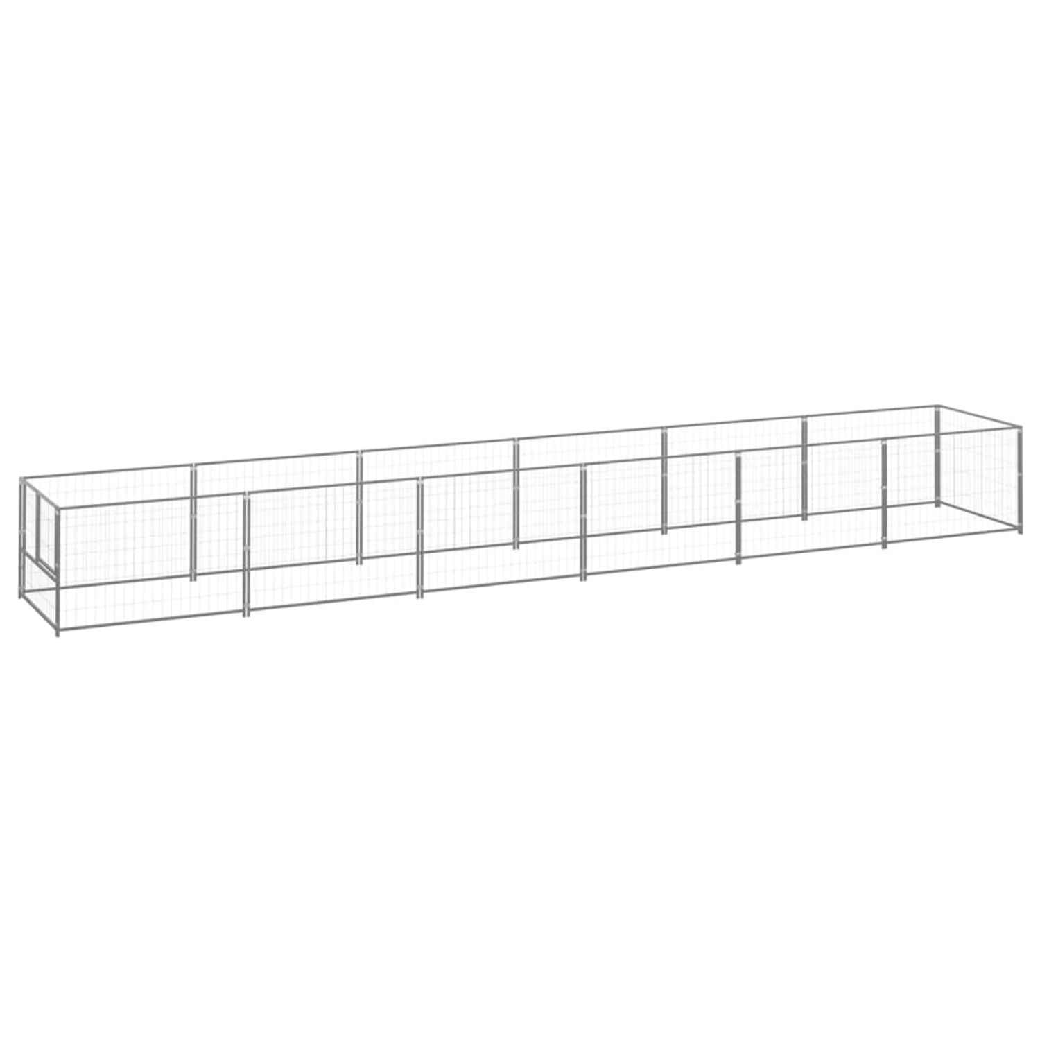 vidaXL Padoc pentru c&acirc;ini, argintiu, 6 m&sup2;, oțel,3082104 fotografia produsului