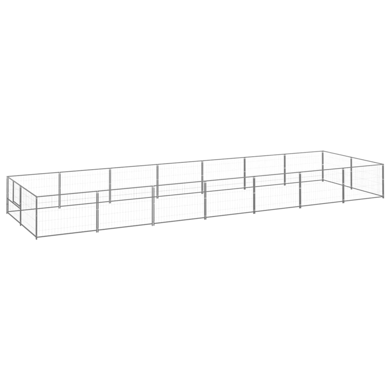 vidaXL Padoc pentru c&acirc;ini, argintiu, 14 m&sup2;, oțel fotografia produsului