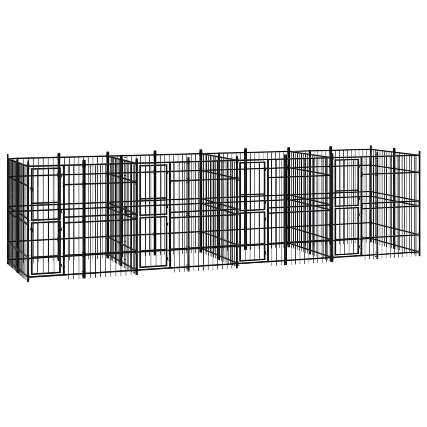 vidaXL Padoc pentru c&acirc;ini de exterior, 14,75 m&sup2;, oțel,3098012 fotografia produsului