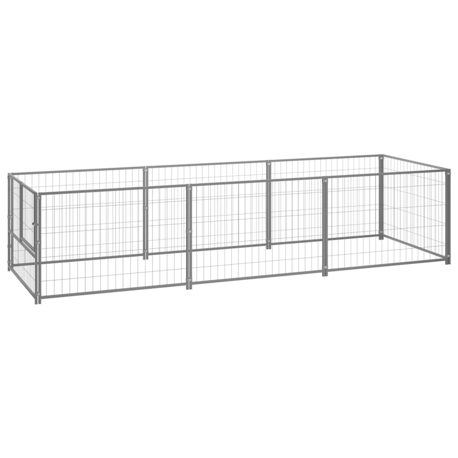vidaXL Padoc pentru c&acirc;ini, argintiu, 3 m&sup2;, oțel fotografia produsului