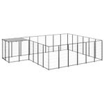 vidaXL Padoc pentru c&acirc;ini, negru, 12,1 m&sup2;, oțel fotografia produsului