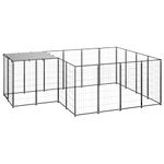 vidaXL Padoc pentru c&acirc;ini, negru, 6,05 m&sup2;, oțel,3082205 fotografia produsului