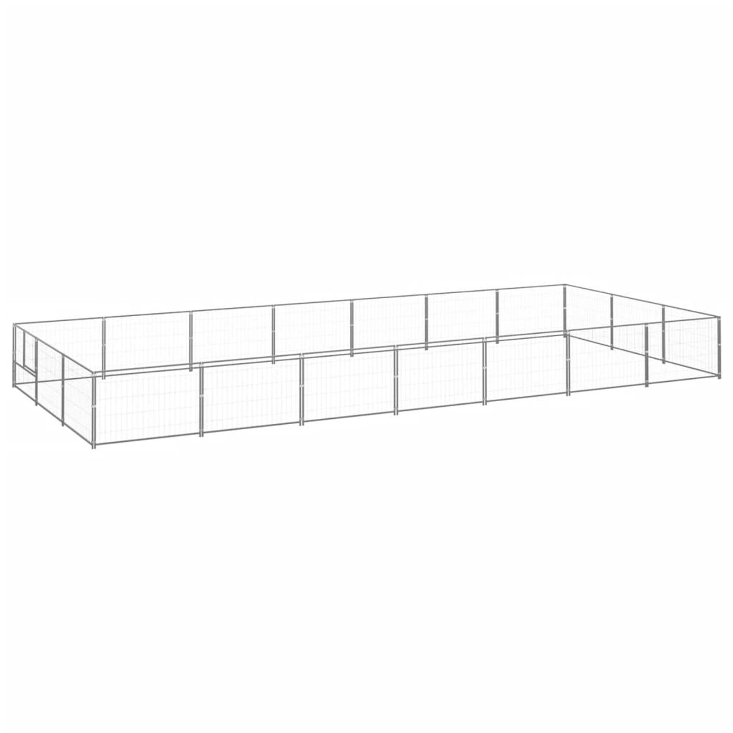 vidaXL Padoc pentru c&acirc;ini, argintiu, 21 m&sup2;, oțel fotografia produsului